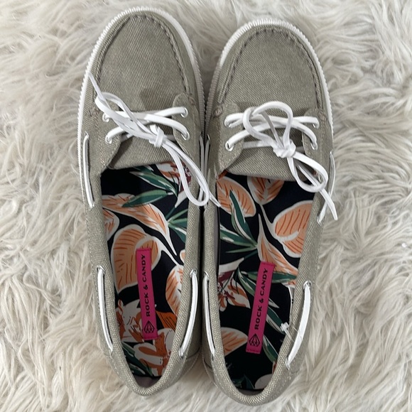 ROCK & CANDY Duffy Gray Canvas Boat Slip On Loafers Shoes Size 11 NEW - Picture 5 of 11